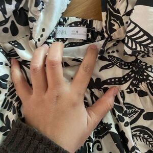 Zara Monochrome Floral Pattern Dress